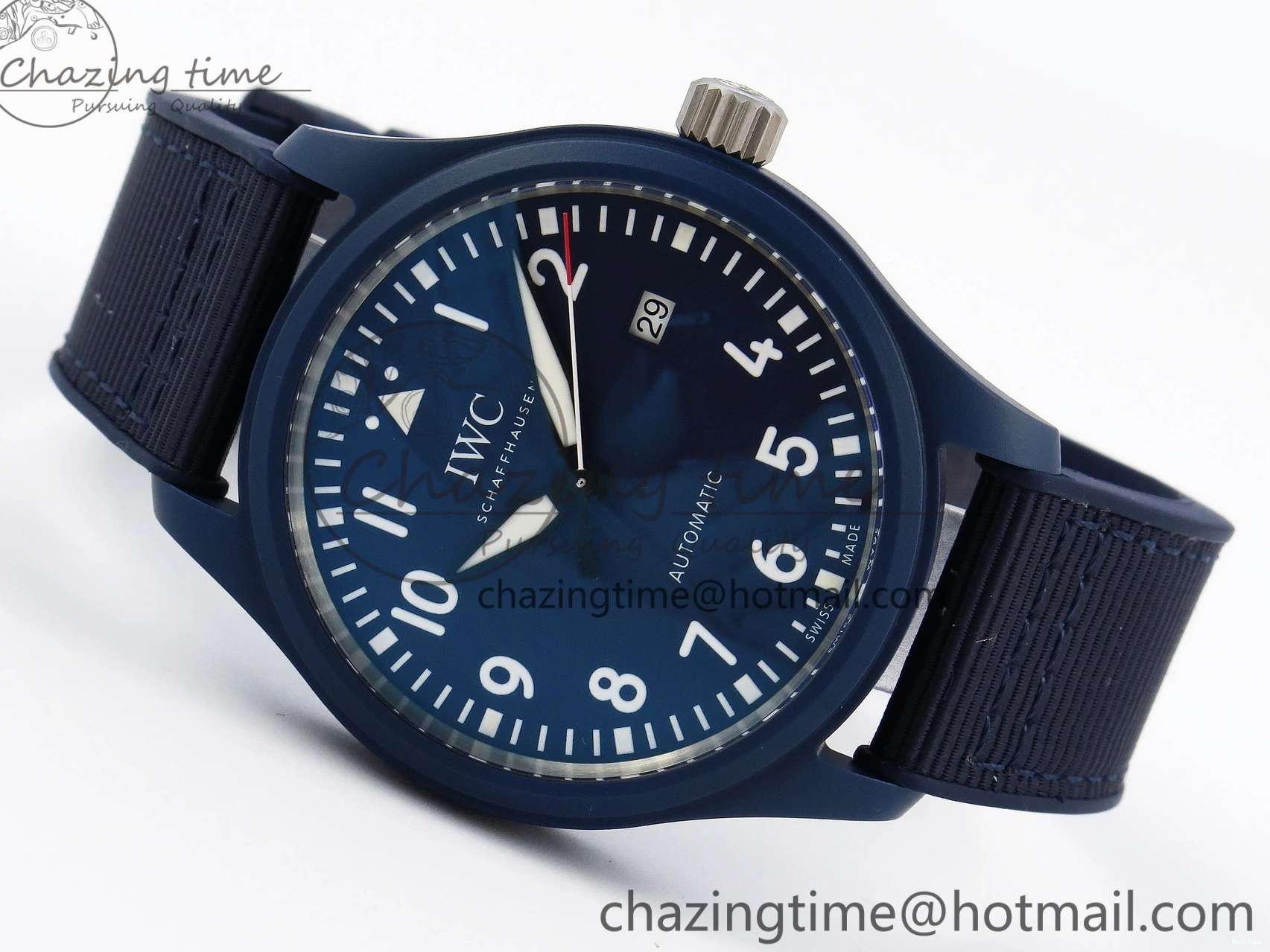 MIROTIME 0418 Original Pilot’s Watch Laureus Blue Ceramic IW328101 ZF 1:1 Best Edition on Blue Nylon Strap A 7027